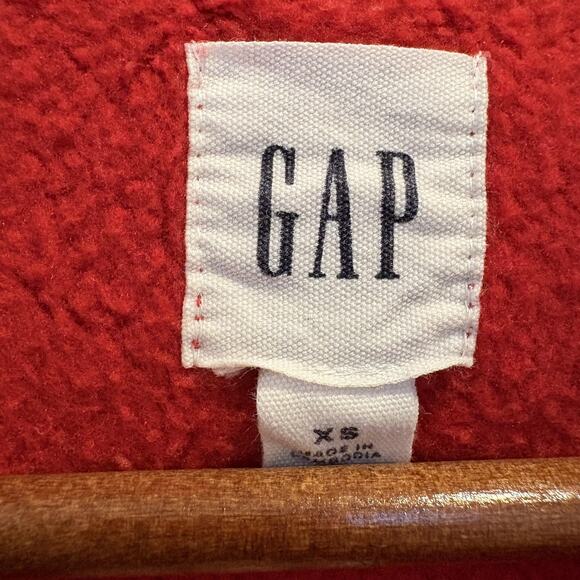 GAP Hoodie Women XS Extra Small Crimson Red Heritage Logo Pullover Hooded Fleece - Picture 2 of 12